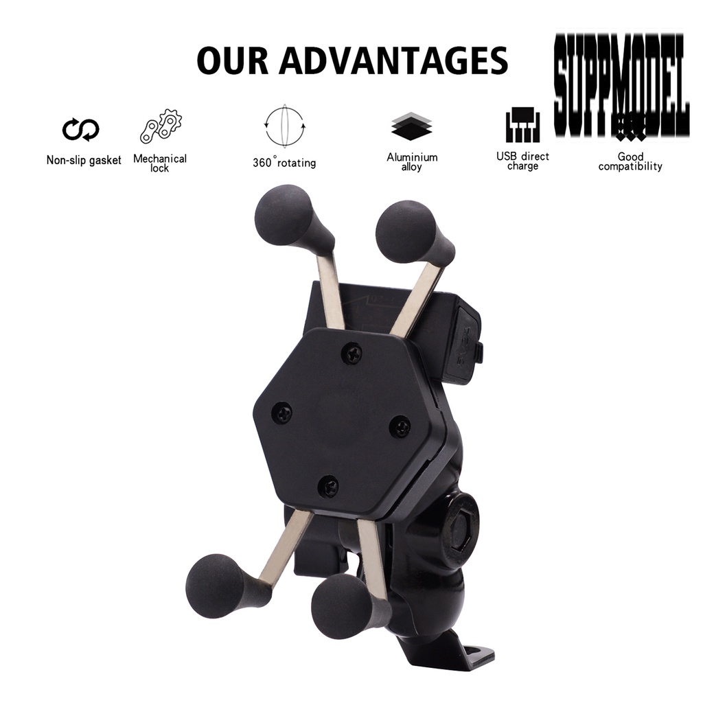 Bracket Dudukan Handphone Universal Rotasi 360 Derajat Dengan Port Charger USB