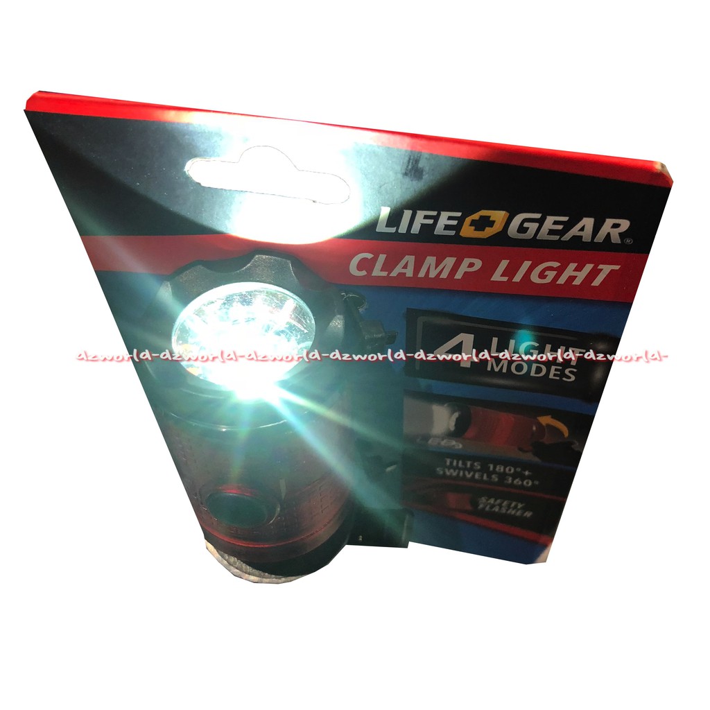 Life Gear Clamp Light 4 Light Modes Senter Kecil Praktis Merah