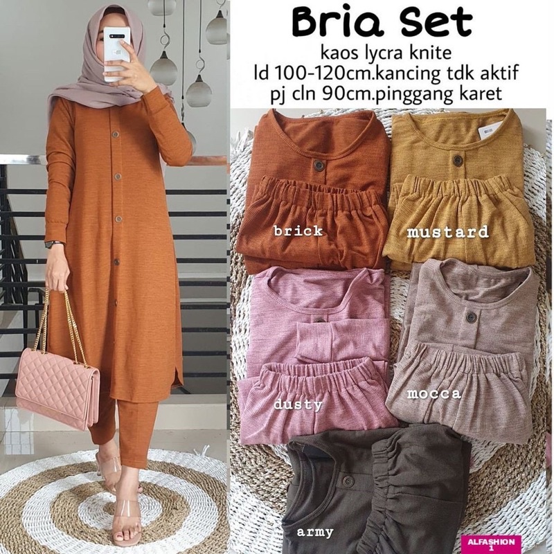 Bria set - Setelan Kaos Lycra Knit Rajut LD102+ SetCel / One Set Rajut / R.4 - 331-6621