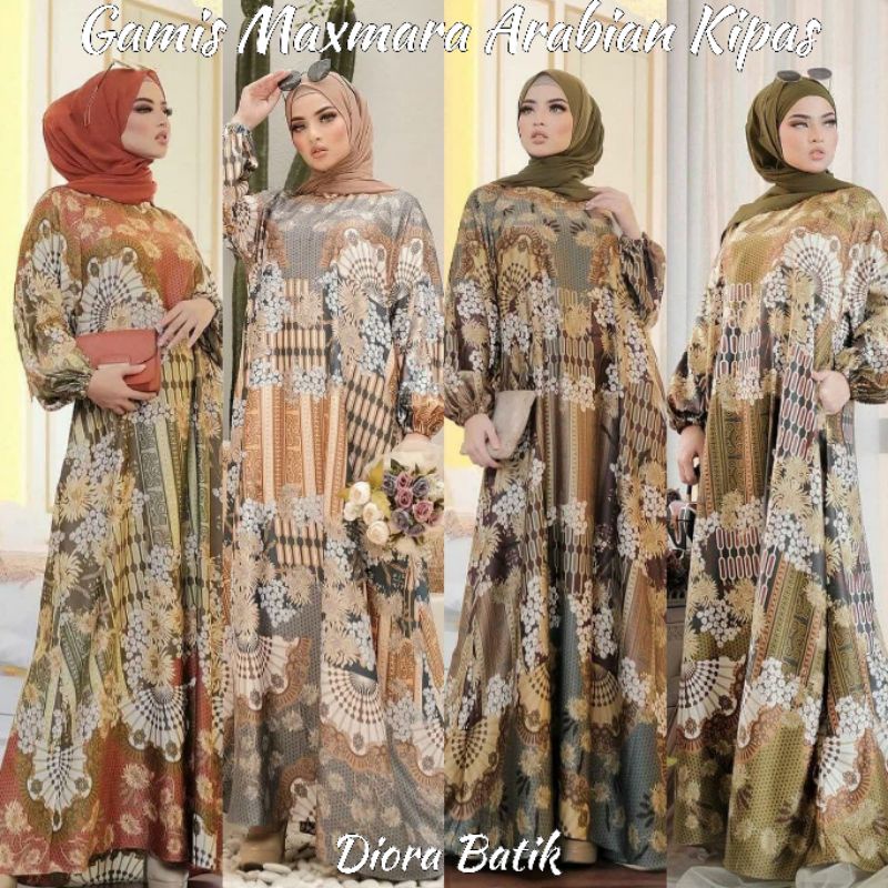 Gamis Maxmara Arabian Raya M/L/XL/XXL/JUMBO Abaya Bunga Kipas Premium High Quality