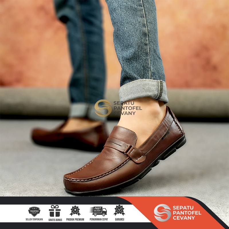 SPC X FIKSI JASPER COD - Sepatu Pantofel Kulit Sapi Asli Original Mocassin Slip On Selop Tanpa Tali 