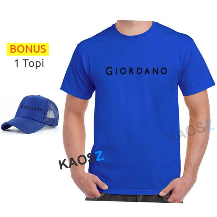 BONUS 1 TOPI. Kaos Giordano Hitam Premium Lengan Pendek