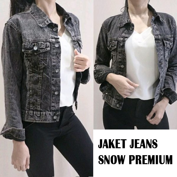 LC - JAKET JEANS WANITA ORIGINAL SNOW PREMIUM / JAKET SNOW BLACK SNOW BLUE