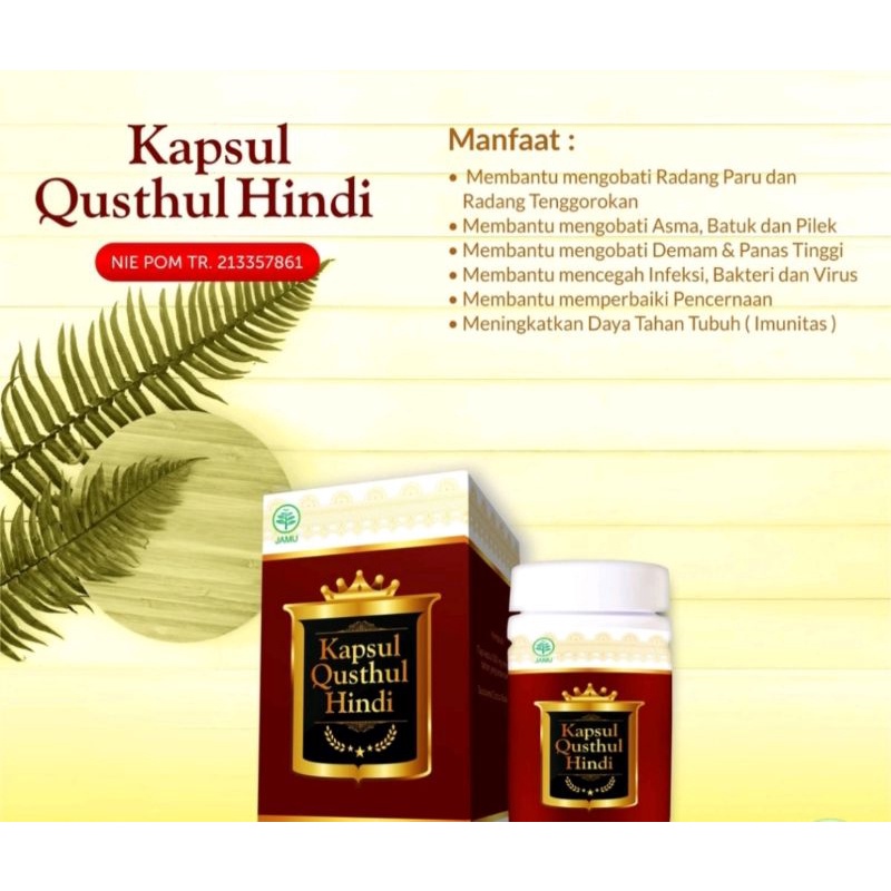 KAPSUL QUSTHUL HINDI PREMIUM BPOM RI - OBAT SESAK NAFAS DAN PARU PARU