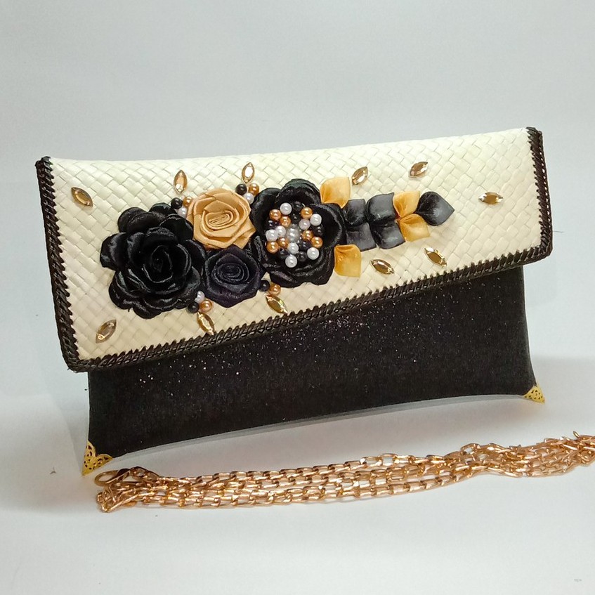 RJ CRAFT - Clutch Gliter Lula Miring Clutch Wanita Clutch Pesta Clutch Anyaman Pandan