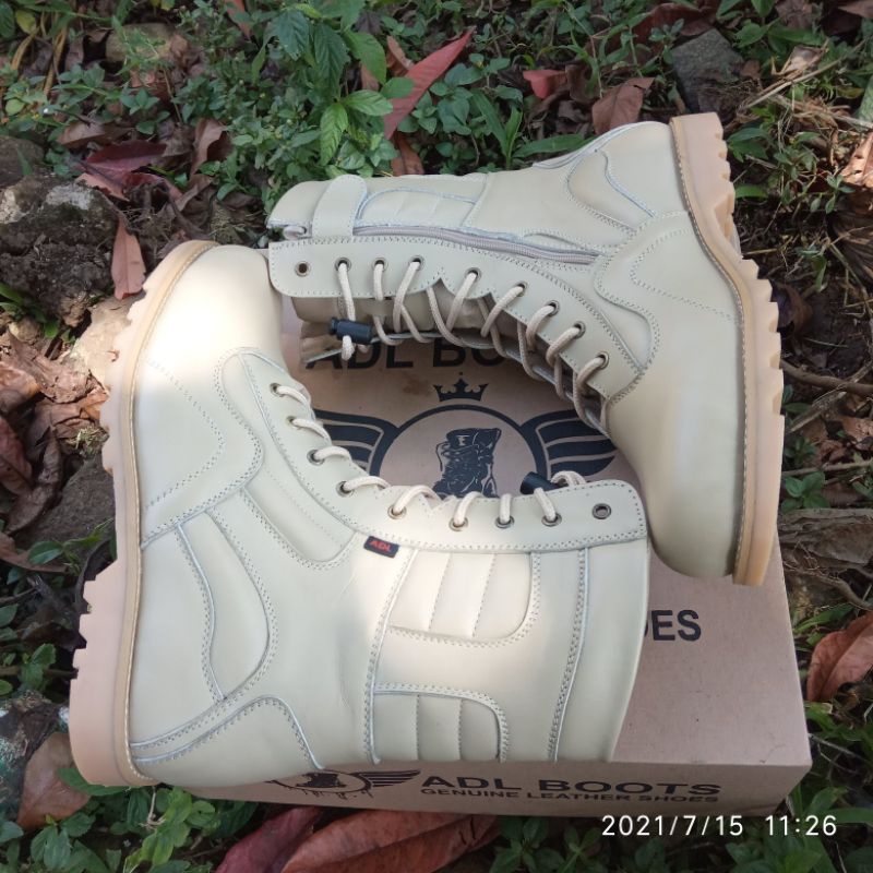 sepatu pdl gurun/pol pp/pns/tni/polri cream hitam doff hitam kilap ADL boots