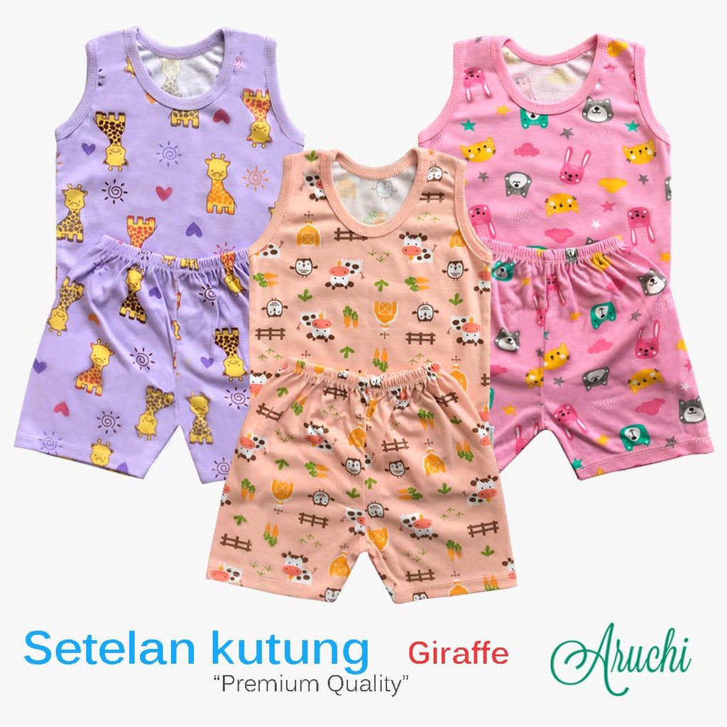 Aruchi Setelan Kutung Piyama Bayi motif CUPCAKE / GIRAFFE