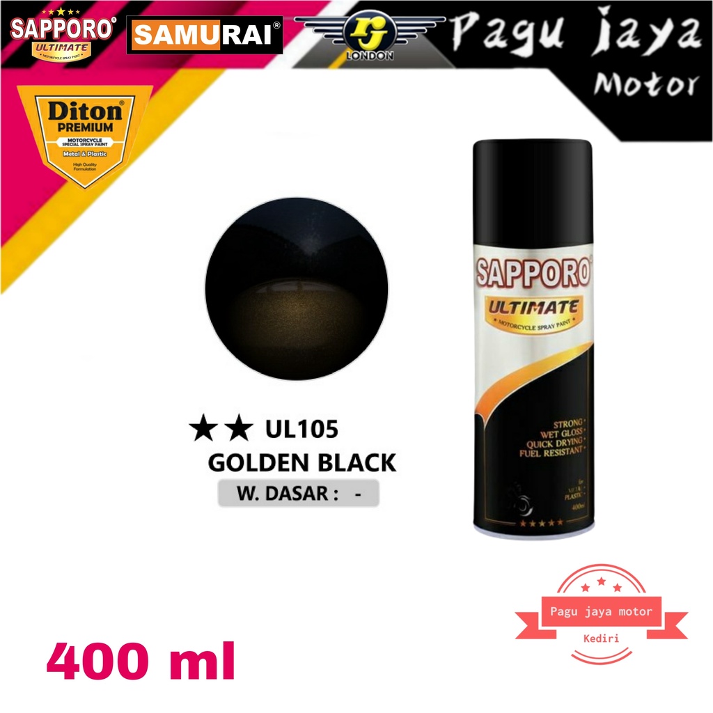 SAPPORO ULTIMATE UL105** GOLDEN BLACK 400ml pilox pilok cat semprot spray paint