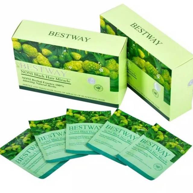 SACHET!!! BESTWAY Noni Hair Miracle Shampo Semir Penghitam Pewarna Rambut Uban BPOM Ecer