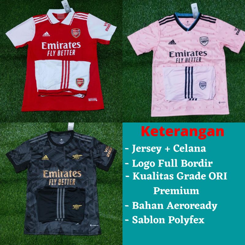 Setelan Jersey Arsenalll Home Away 3RD 2022 2023 Grade Ori Import Baju Sepak Bola Pria