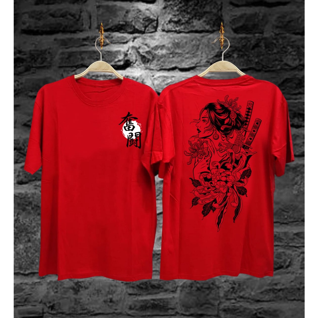 Kaos geisha / kaos tshirt terlris topi jeremi / kaos distro design jepang / kaos unisex / kaos lenga