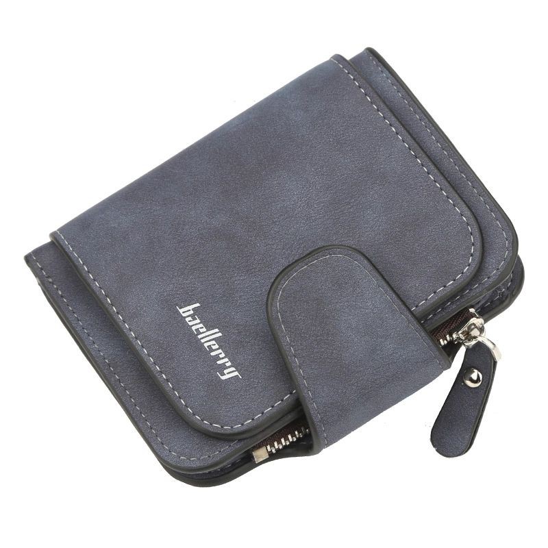 Dompet Wanita Cewek Kulit Kecil Model Lipat Pendek Branded Import Impor Original Murah D30-Biru navy