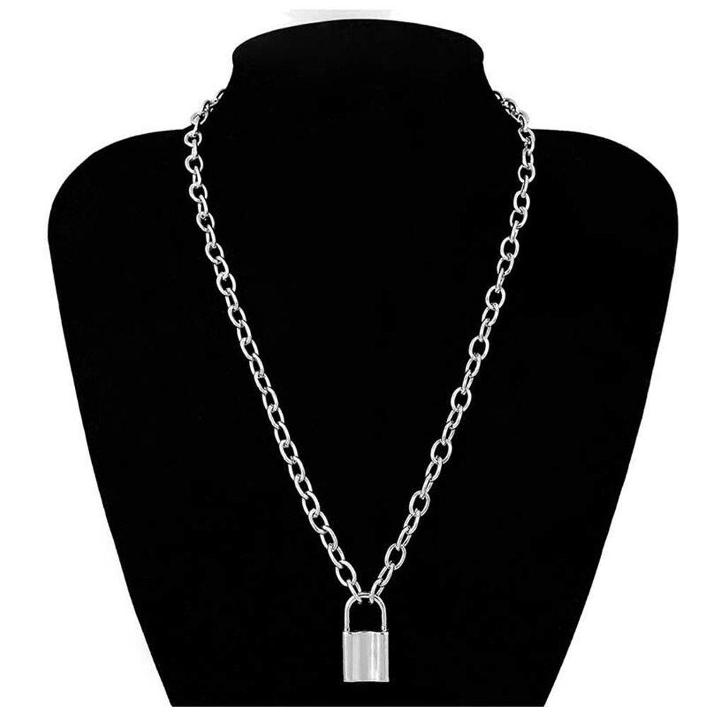 Top Gembok Liontin Kalung Fashion Rantai Stainless Steel Boho Jewelry Rantai Panjang