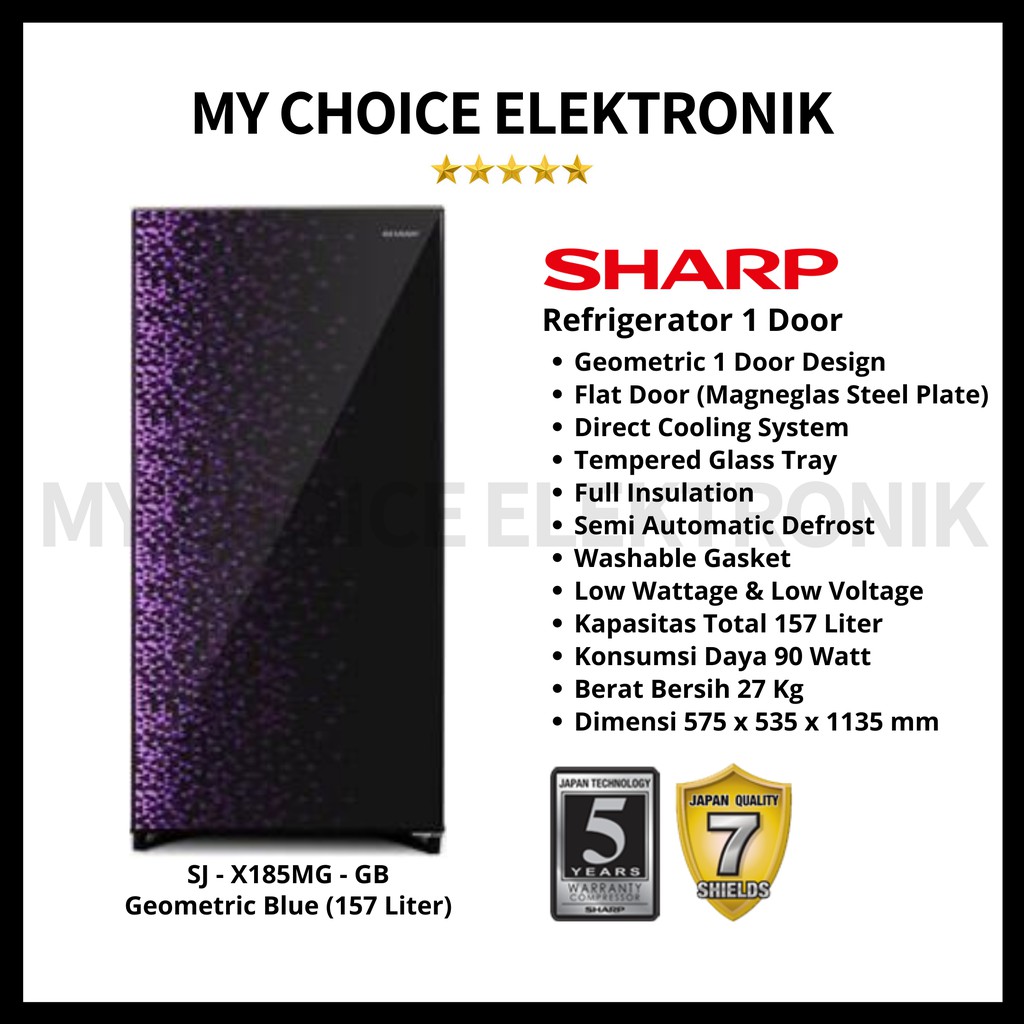 Sharp Kulkas SJ-X185MG-GB 1 Pintu 157 Liter