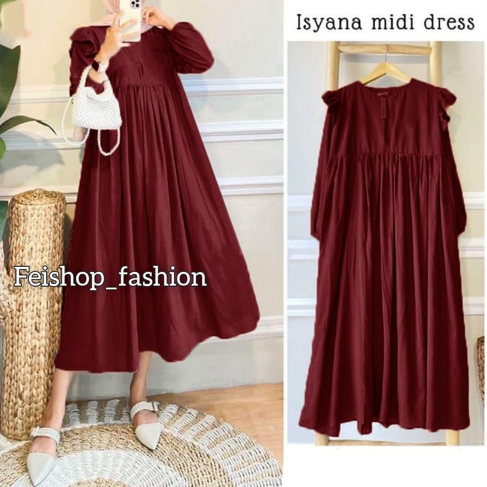 Isyana Midi Dress l Casual Dress Wanita Kekinian