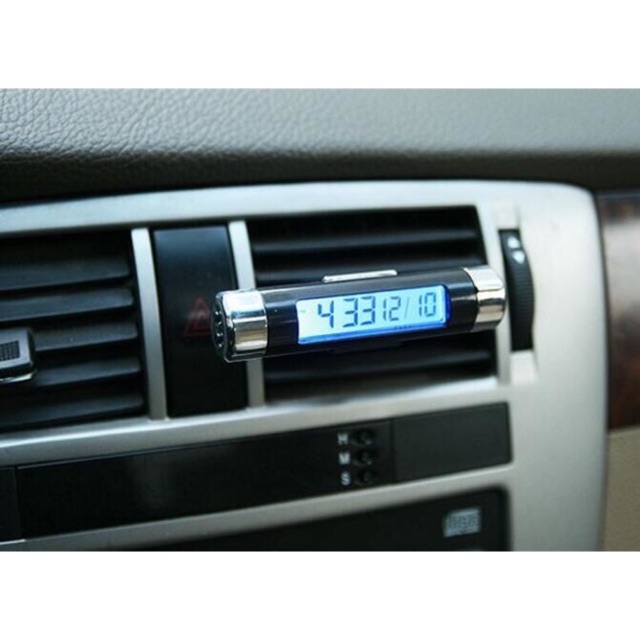 Jam mobil digital dengan pengukur temperatur LCD warna biru ok  good quality