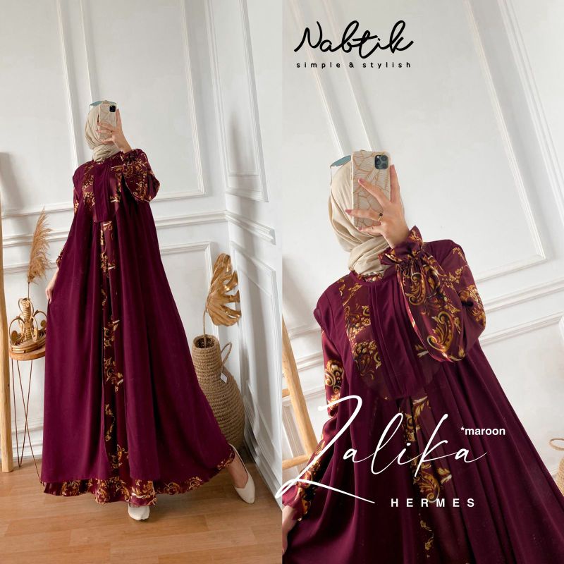 (READY SIAP KIRIM) ZALIKA DRESS ORI NABTIK/ GAMIS NABTIK/ GAMIS WANITA MUSLIMAH TERBARU /GAMIS WANIT