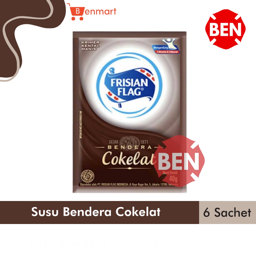 

SUSU BENDERA FRISIAN FLAG COKELAT 1 RENCENG 6 SACHET 40gr 40 gr - Kental Manis Coklat Saset Pcs