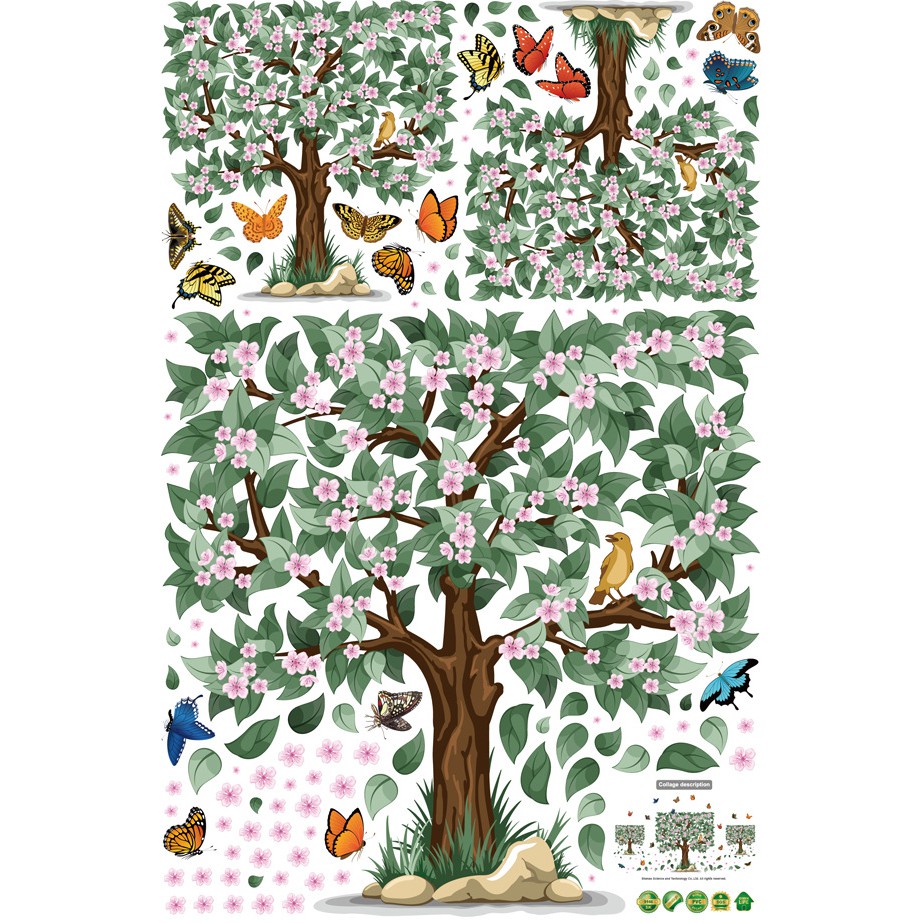 Reliza Wall Sticker Pohon Hijau Kotak Tree Green Stiker adinding LDR3636