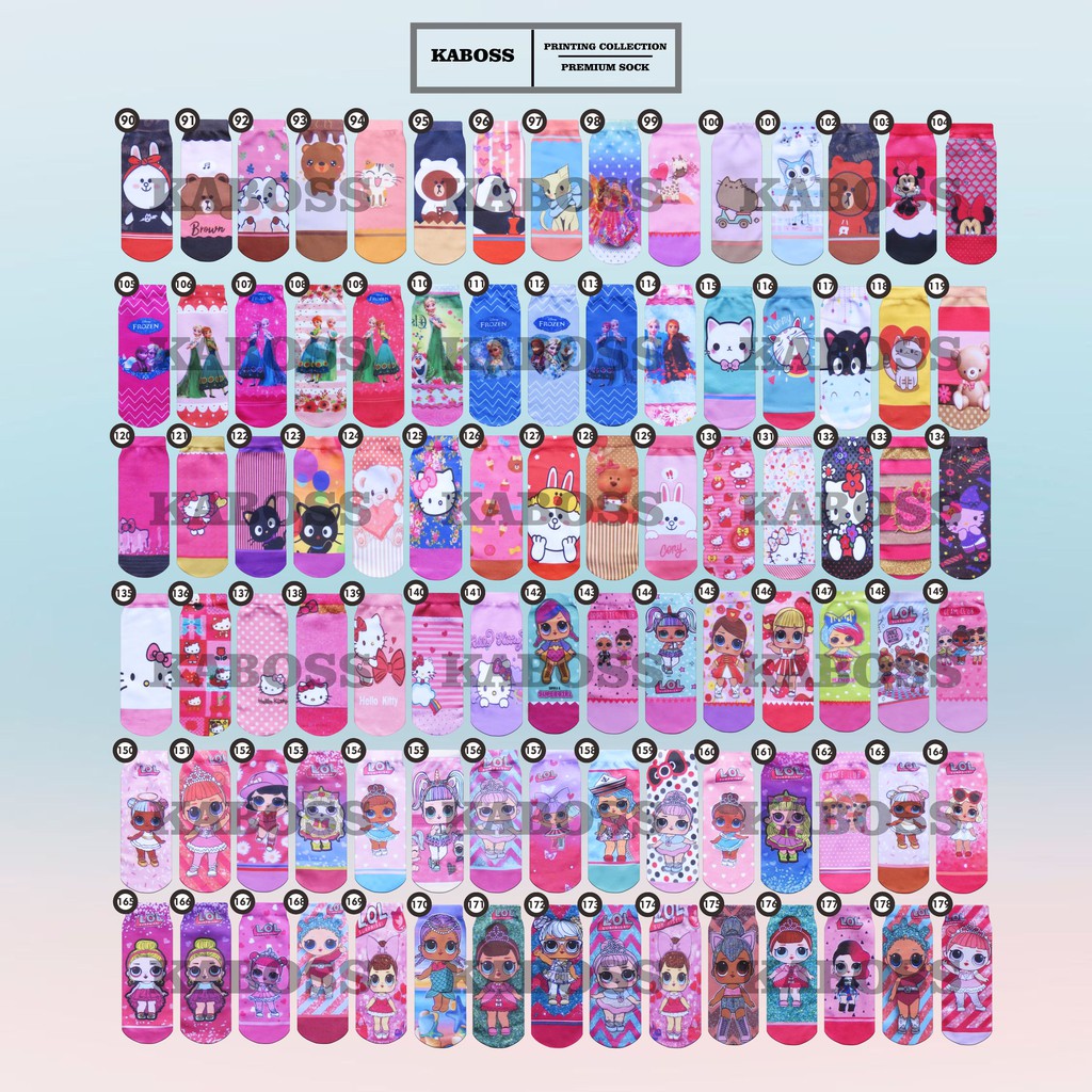 Kaboss Kaos Kaki Anak Non Jempol Printing Motif Karakter Hello Kitty, Cat, Conny G