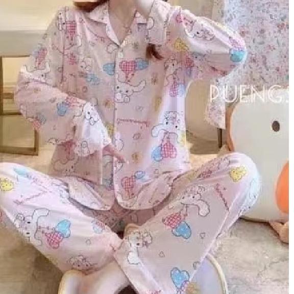 UNNY.ID Piyama Baju Tidur Wanita PP Import Fashion Krah Kancing Lengan Panjang