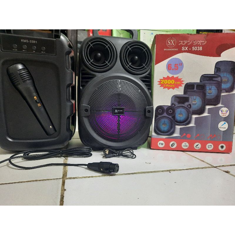 Speaker bluetooth karoke SX-5038, Bonus Free mic full bass 6,5 inch