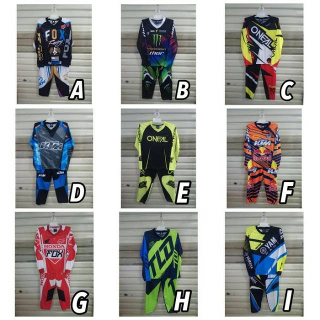 Baju anak setelan anak kaos motorcros baju motor cross anak laki-laki