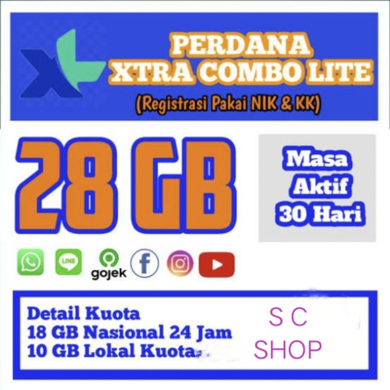 Kartu Perdana kuota XL Extra Combo Lite Unlimited turbo11gb 15gb 21gb 28gb free unlimitied youtube