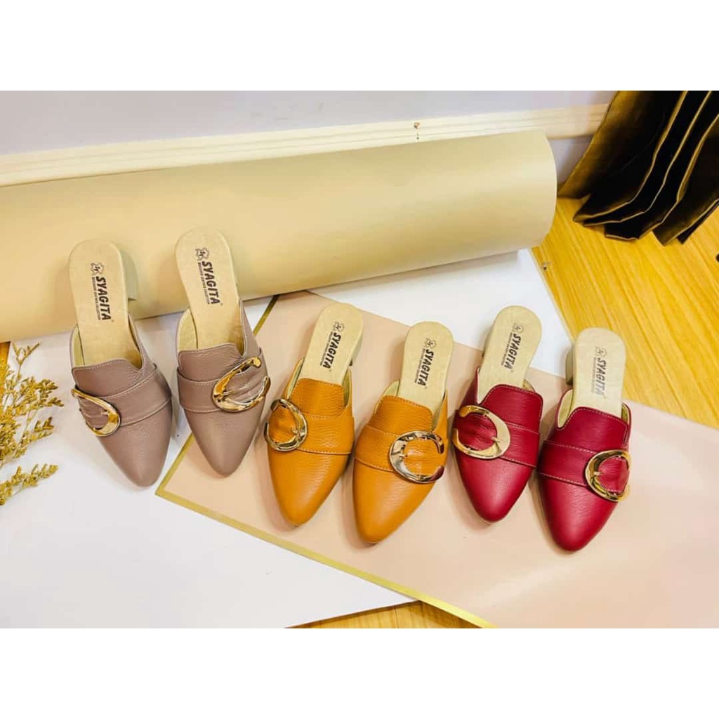 Sepatu sendal bustong hak 3 cm Gesper Kulit asli garut  sukaregang