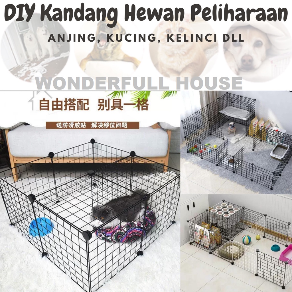 Kandang Hewan Peliharaan DIY / Kandang Anjing / Kandang Kucing Hamster Pagar Besi