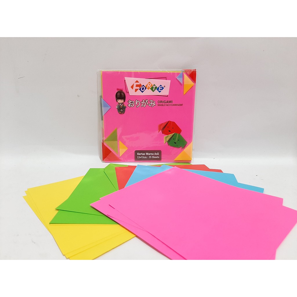 

Kertas Lipat Origami Bolak Balik 12x12cm FORTE / Kertas Warna isi 25