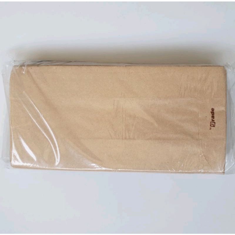 Kantong Kertas Paper Bag 13x25x8 cm Grade Coklat Kraft Putih Polos isi 100 / Kertas Makanan / Kantong Gorengan / Kertas Roti / Kertas Ayam PokPok