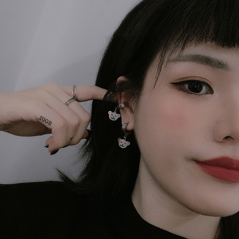 [ACKER] Sederhana Hip-Hop Cross Back Button Anting Pejantan Rantai Kecil Terintegrasi Untuk Pria Dan Wanita