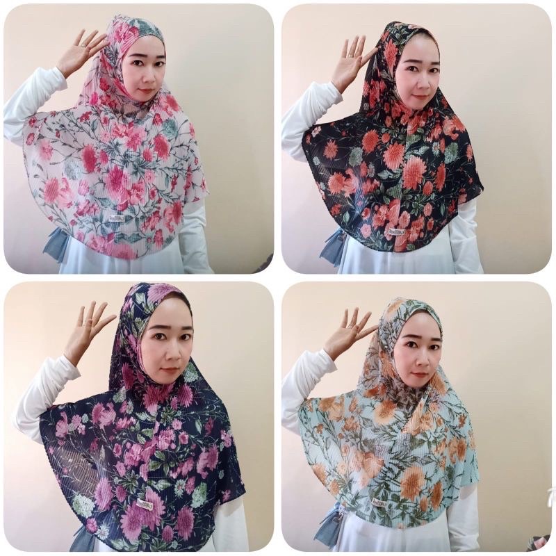 HIJAB BERGO PLISKET MOTIF BUNGA
