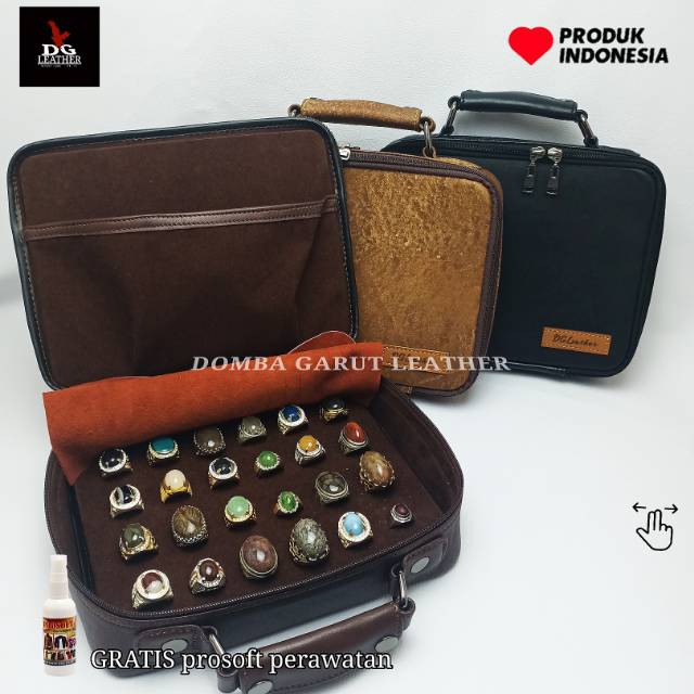 TAS KOPER BATU AKIK PERMATA GEMSTONE KULIT ASLI 24 TANAM - DOMPET TAS KOPER AKIK
