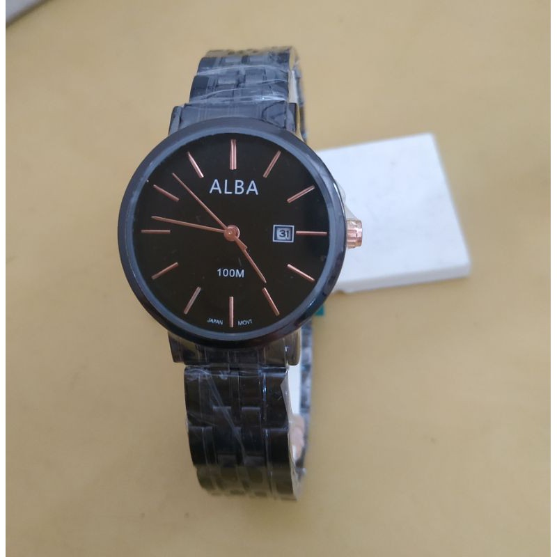 Jam tangan wanita alba rantai stainless full hitam(BISA BAYAR DITEMPAT)