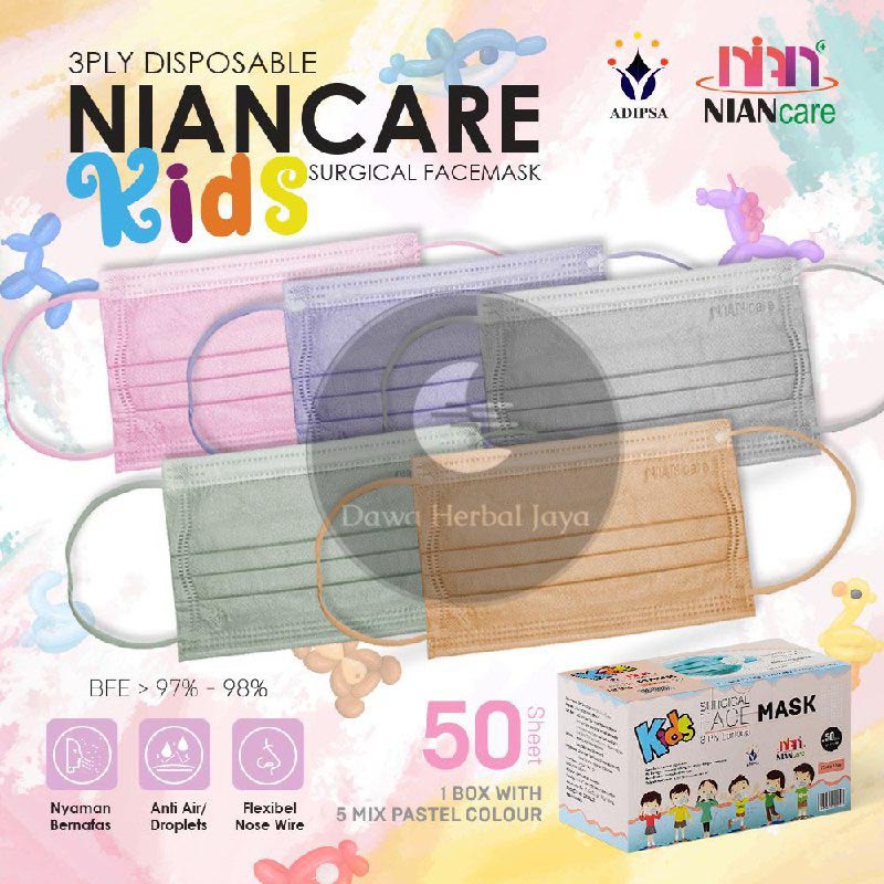 Jual Masker Kesehatan / Masker Medis ANAK 3 Ply NIAN CARE Isi 50 Pcs ...