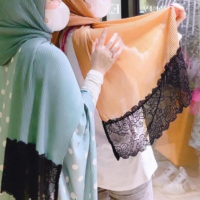 ➻ Pasmina Plisket Prisket Renda Brokat brukat Impor/ Pasmina prisket renda/model terbaru3 ♛