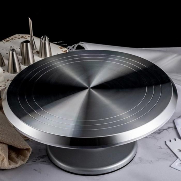 Alish | 12" Revolving Cake Stand / Meja Putar Stainless Steel Lazy Susan -