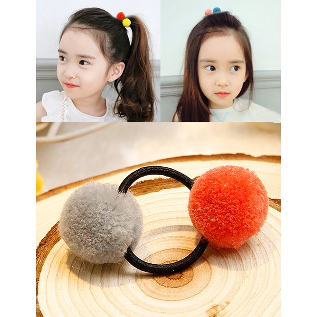 LRC Ikat Rambut Lovely  Fuzzy Balls Decorated Hair Band