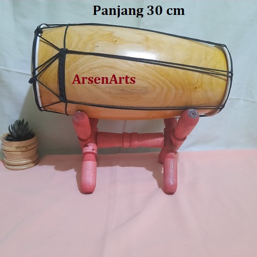 Kendang Jawa Gendang Rampak Uk. 30 cm (Besar) Free Dudukan / Stand Motif Natural