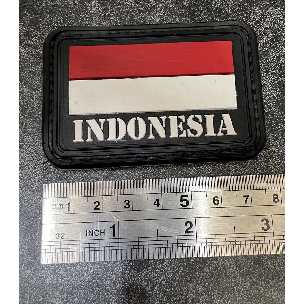 Patch Bendera Indonesia Lurus - Patch Velcro Indonesia - Prepetan -  Velcro Karet
