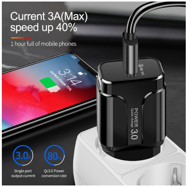 OLAF Charger USB 1 Port Fast Charging QC3.0 3A 18W EU Plug SLS 002