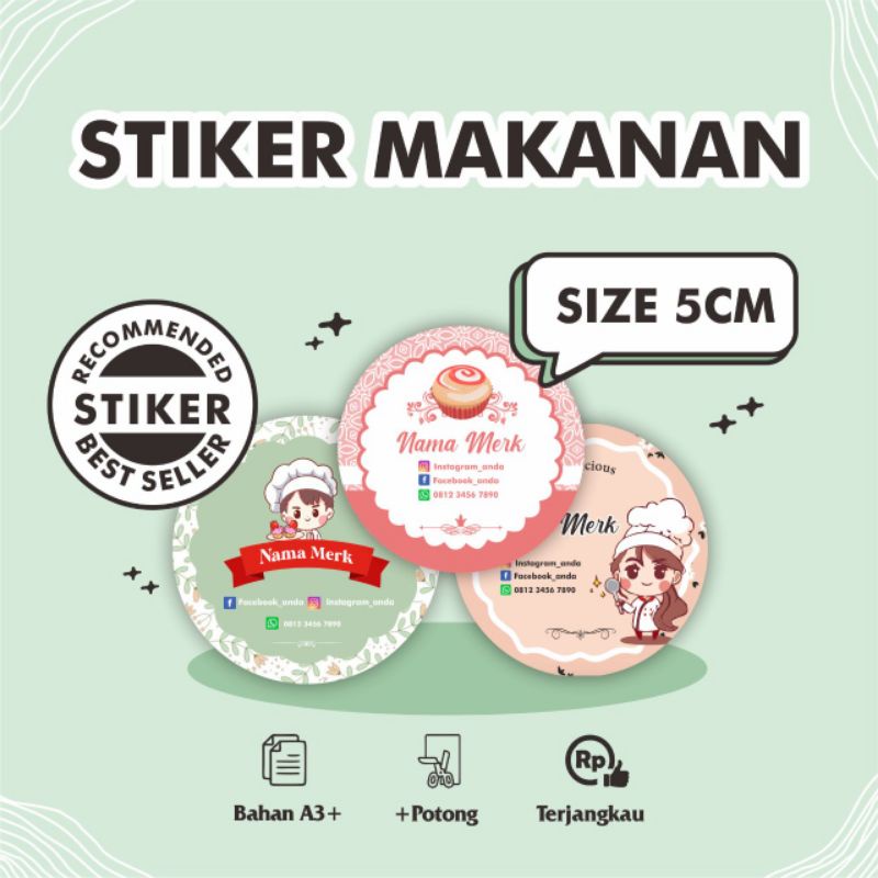 Stiker kotak makanan/label makanan/stiker kotak bento/stiker label catering ukuran 5cm