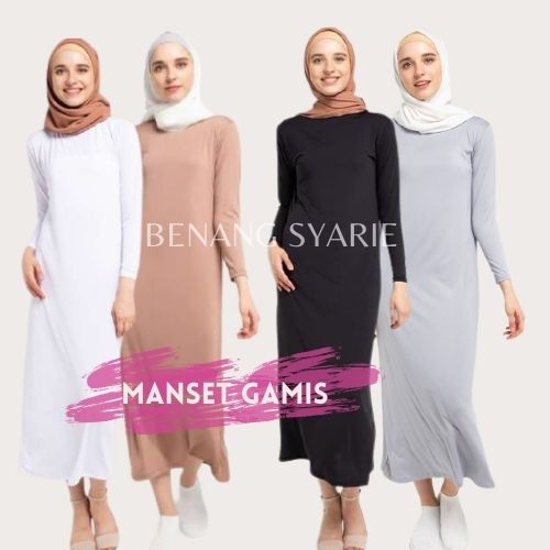 Manset Gamis Panjang Wanita Polos Lengan Panjang Spandek / Daleman Gamis Panjang / Daster Polos