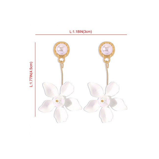 LRC Antying Tusuk Fashion Flower Pearl Alloy Earrings K46488