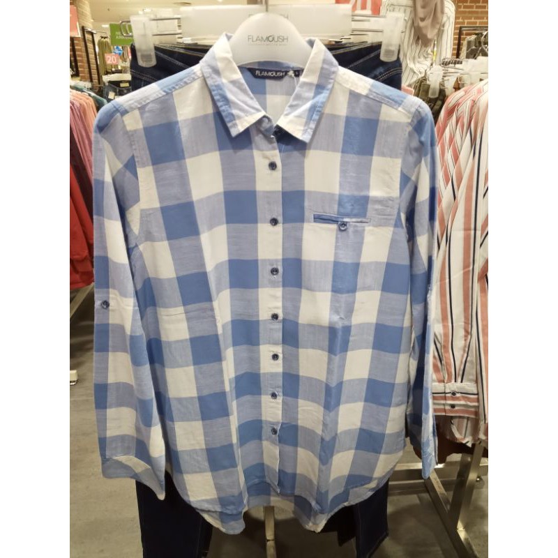 kemeja flamoush kotak kotak biru