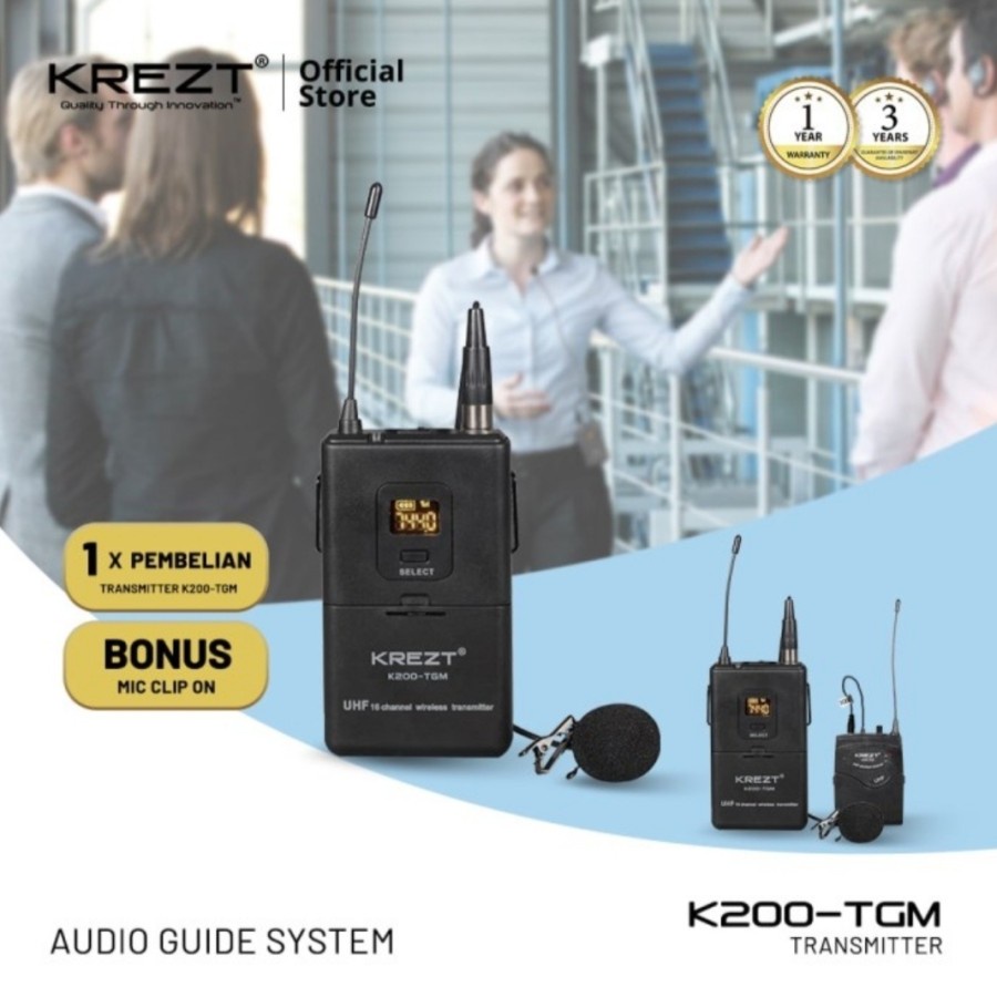 Mic Wireless Tour Guide Audio System KREZT K200 TGM Mic + Earphone Microphone Tour Guide Microphone Translater