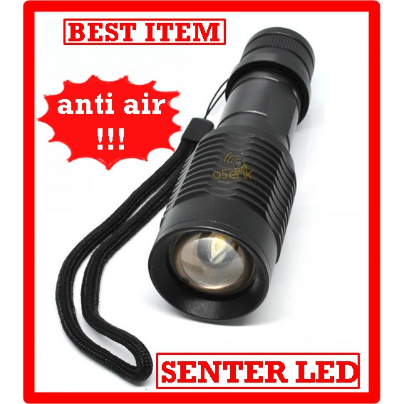 Senter Anti Air LED 1000 Lumens Zoomable Flashlight Waterproof Yupard
