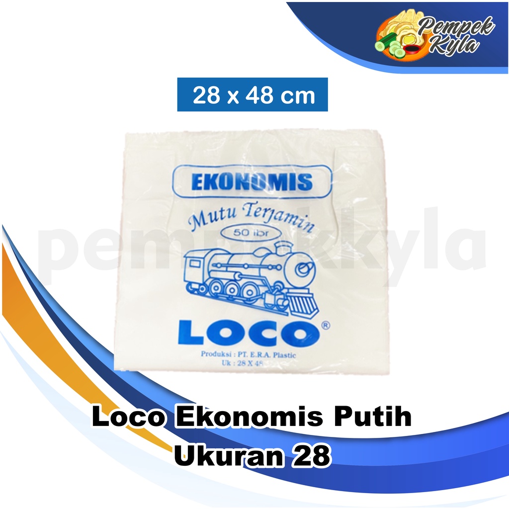 Kantong Plastik Kresek Loco Ekonomis 28 x 48 Putih isi 50 lembar